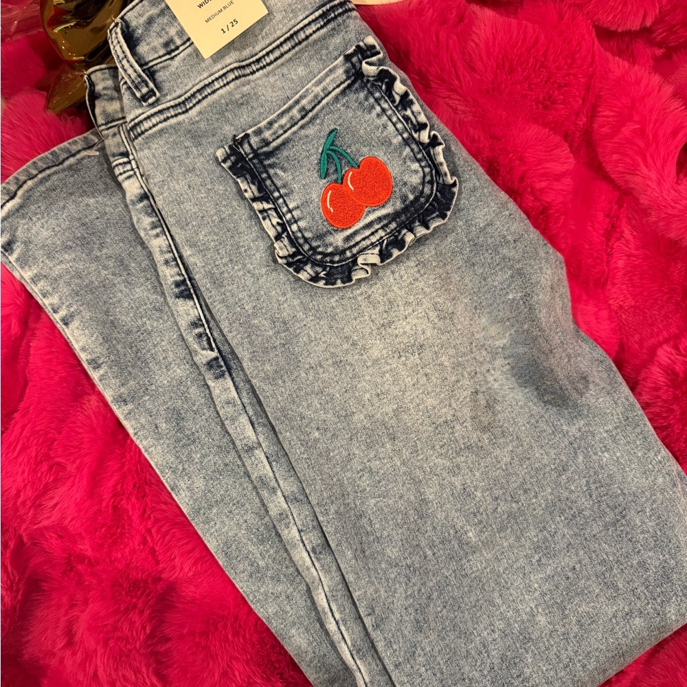 Cherry Accent Women's Straight Leg Jeans